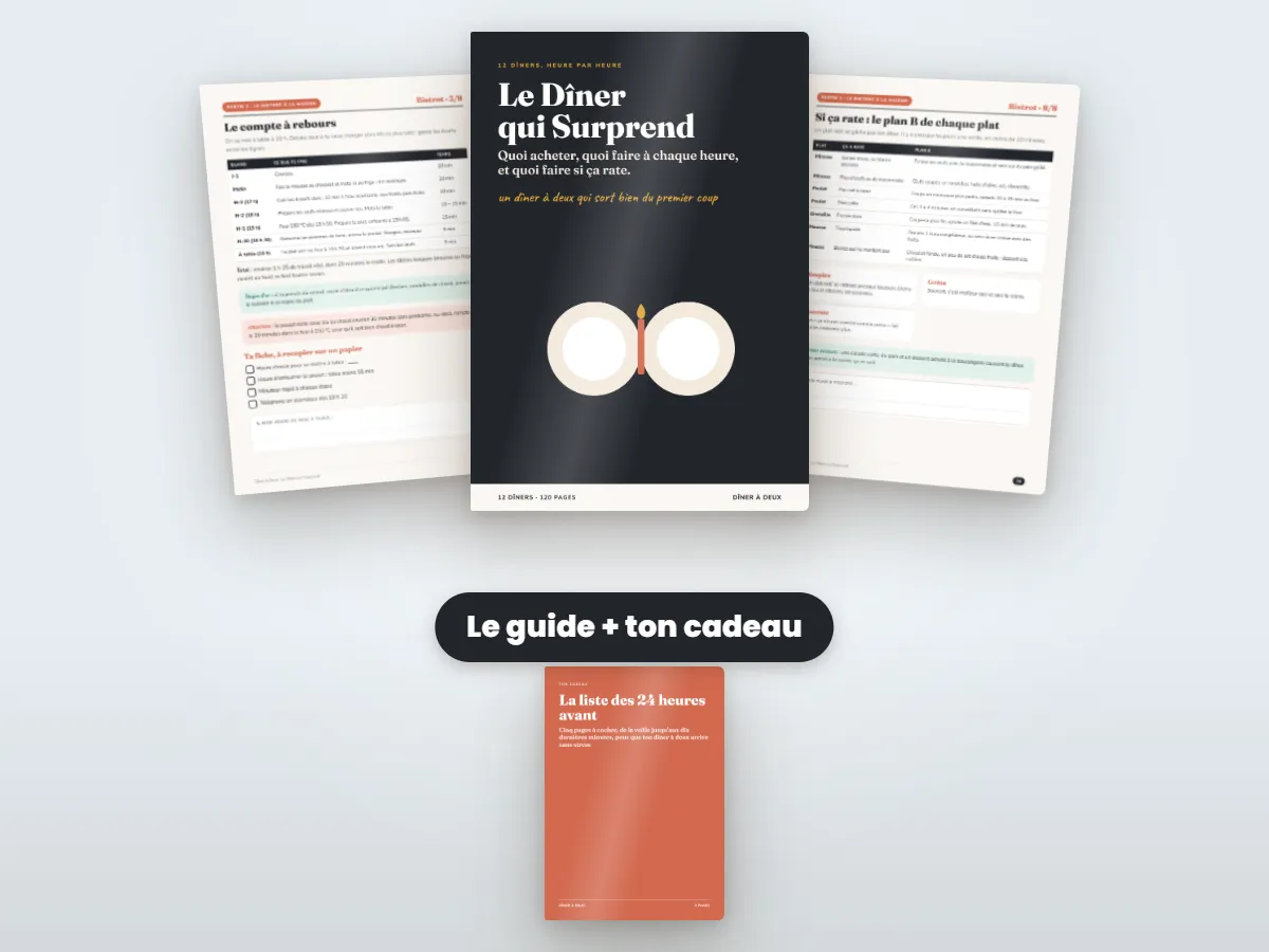Le guide Le Dîner qui Surprend et ton cadeau, la liste des 24 heures avant